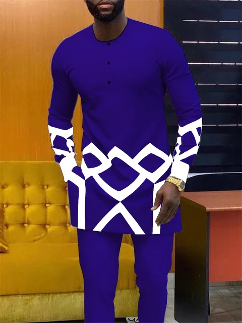 Mustapha Long Sleeve Dashiki Outfit - Image 3