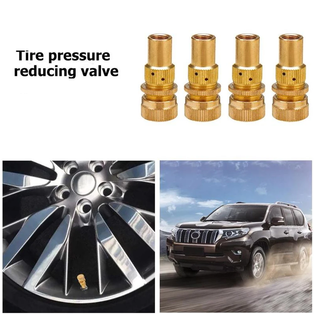 DSYCAR 범용 황동 오프로드 자동 타이어 디플레이터 액세서리, 편리한 블리더, 6-30 PSI, 4 개