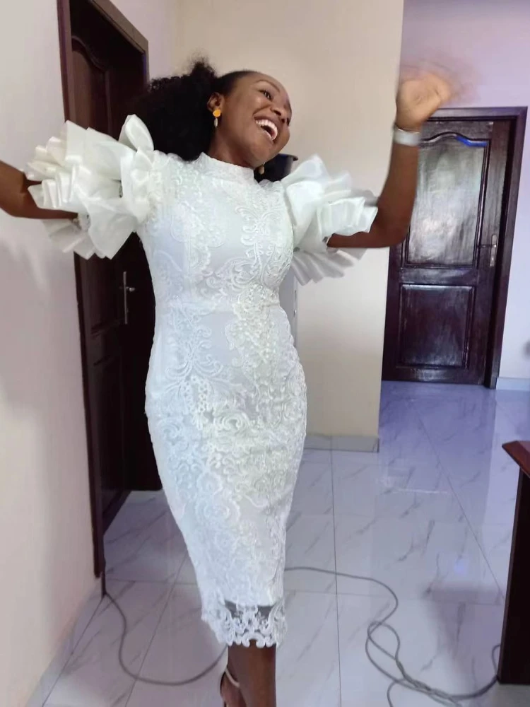 Women White Lace Dress Bodycon Party 