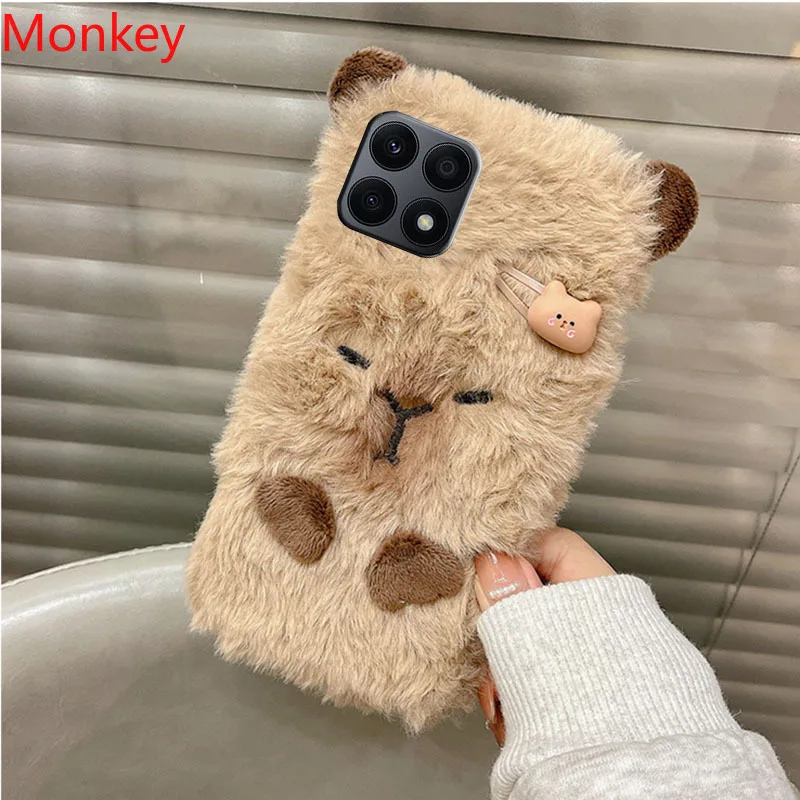 Ins Korean Cute 3D Capybara Soft Case For Huawei Nova 11i 10 9SE 8i 7i 3i 5T P50 P40 P30 P20 Mate 20 Y9S Furry Fluffy Fur Cover 4