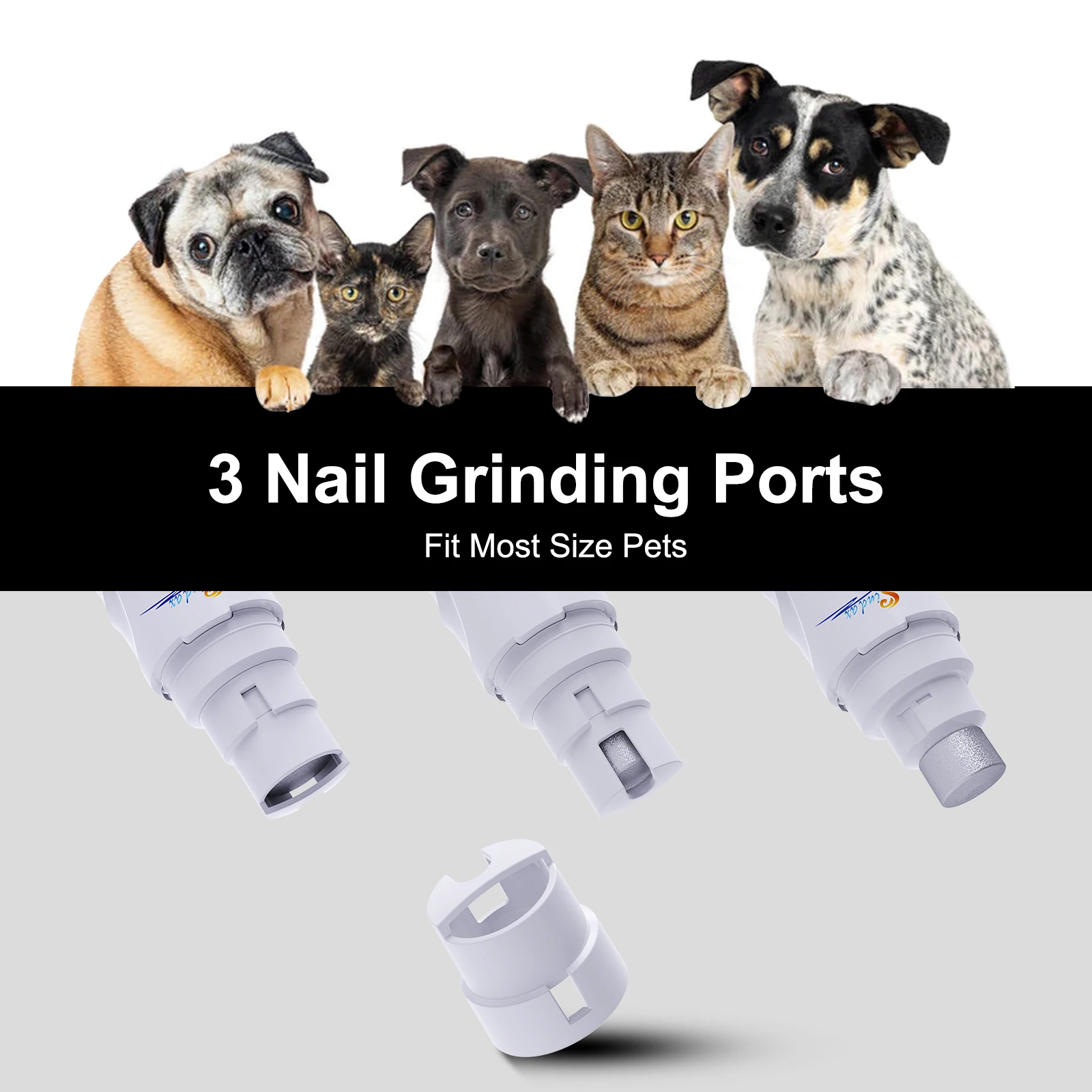 Hunde-Nagelschleifer USB-Aufladbar Elektrischer Pfoten-Klipp- und Trimmer Schmerzfreie Pfotenpflege Leise 2-Geschwindigkeiten Hunde-Nagelfeile – Detail 2