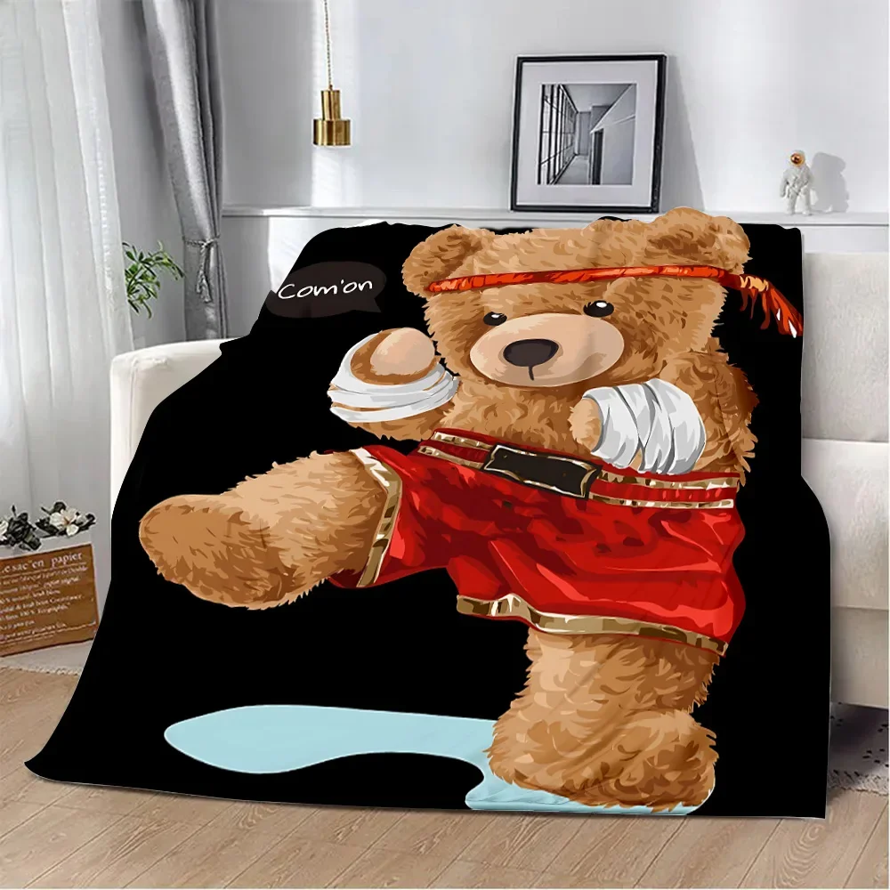 Cartoon Anime Printed Blanket Picnic Blankets POLO Bears Warm Blanket Soft and Comfortable Blanket Home Travel Birthday Gift 5