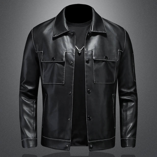 Chaqueta Biker Hombre Imitación Cuero - Motorcycle Leather Jacket Men  Design - Aliexpress