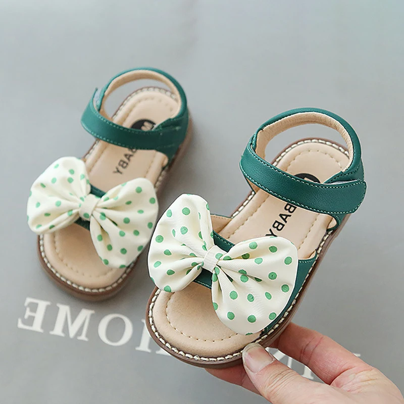 Summer Kids Sandals Toddler Baby Girls Sweet Dots Bow knot Korean
