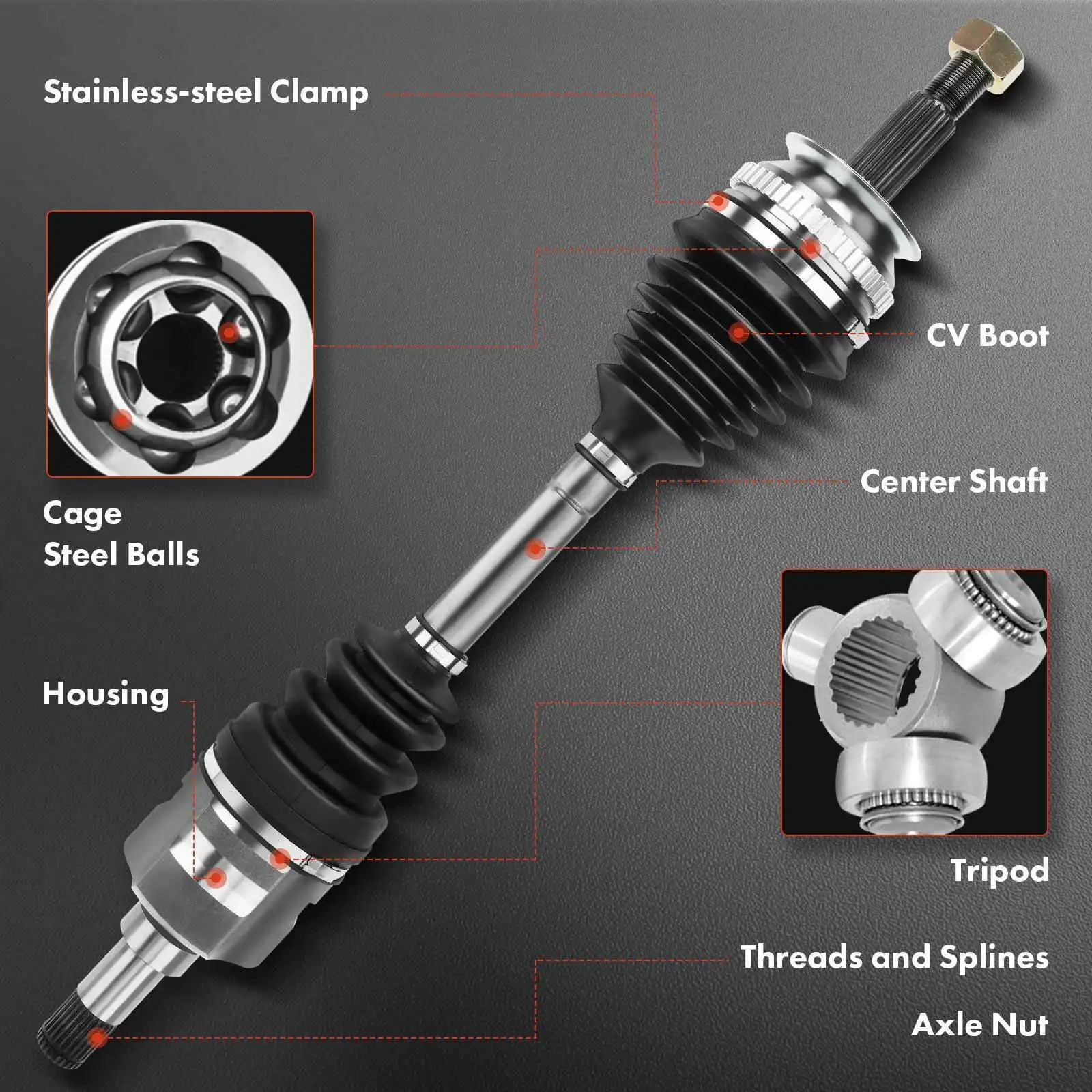 Front Left Driver Side CV Axle Shaft Assembly For BMW X5 E70 F15 G05 X6 E71 E72 31607545125, 31608631751, 669318, 66-9318