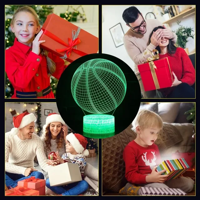 Basketball and Football Shaped Night Light 3D Llusion Light 7/16 Color Touch Adjustable USB Charging Decoration Birthday Gift 5