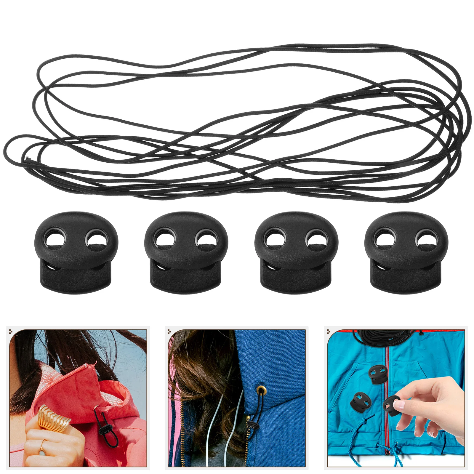 

Drawstring Buckle Pulling Rope Cord Lock Spring Fastener Elastic Drawstrings Plastic Locks Cords