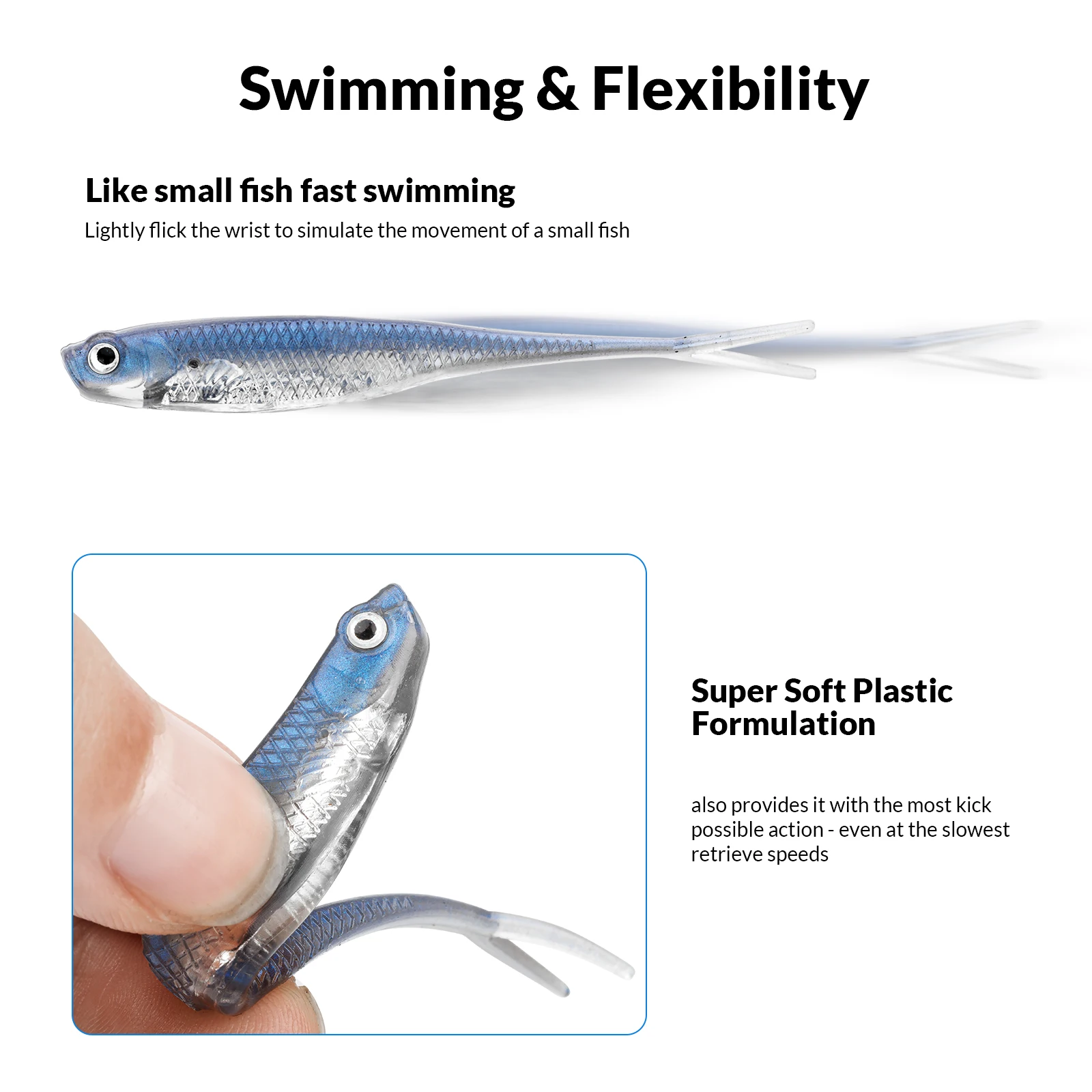 Leurre De Pêche Souple HENGJIA - Lot De 5/10 Poissons En Caoutchouc 7,5cm / 10,5cm