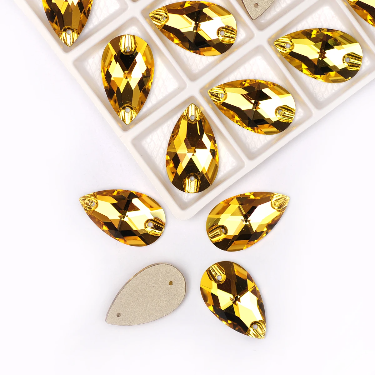 YANRUO 3230 드롭 라이트 토파즈 스톤 바느질, 크리스탈 비즈, 드레스 페이스트 스톤, 플랫 백 라인스톤