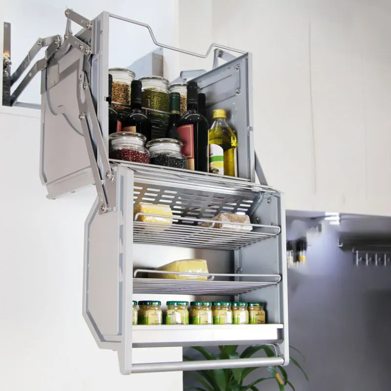 Pull-down Shelves Multifunction Furniture Wall Cabinet Pull-Out Shelf Brackets Storage Organizer Kitchen Upper Cabinet Dish Rack