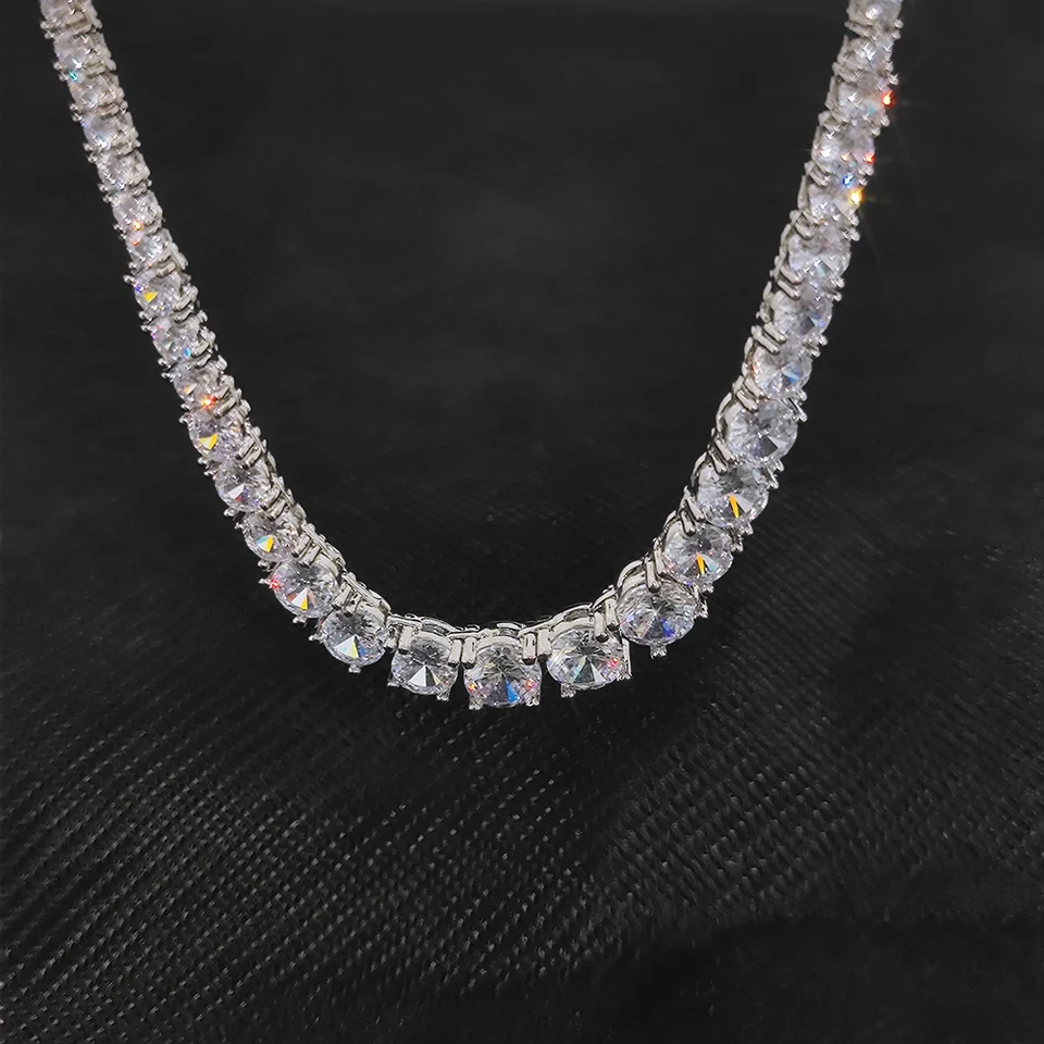 Gradient Size Zirconia Tennis Necklace New Trendy Personality Hip