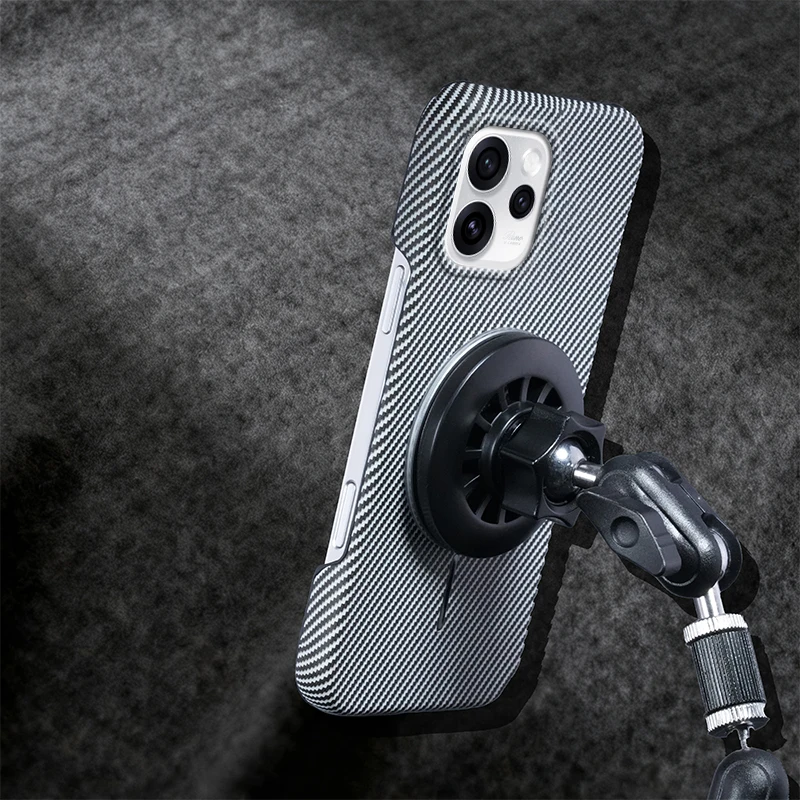 Kevlar Texture Magnetic Ring Holder Shockproof Case - Wireless Charging Compatible