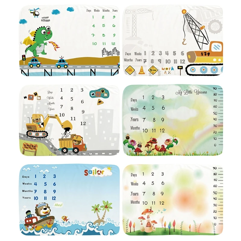 

Детское ежемесячное одеяло для записи роста, реквизит для фотосъемки новорожденных, мягкая фланелевая пеленальная пленка