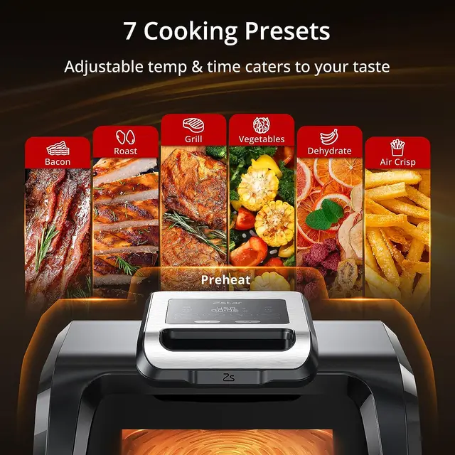 Indoor Grill Air Fryer Combo,Chefavor Smokeless 11 QT 7-in-1 with Broil,  Roast, Bake, Crisp, Dehydrate - AliExpress