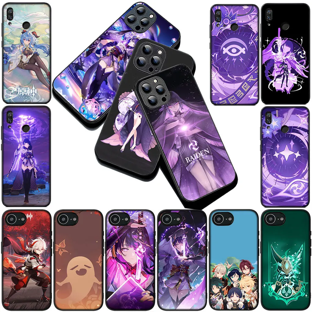 Elegant Raiden Shogun Phone Cover - Soft Protective Case with Genshin Impact Design