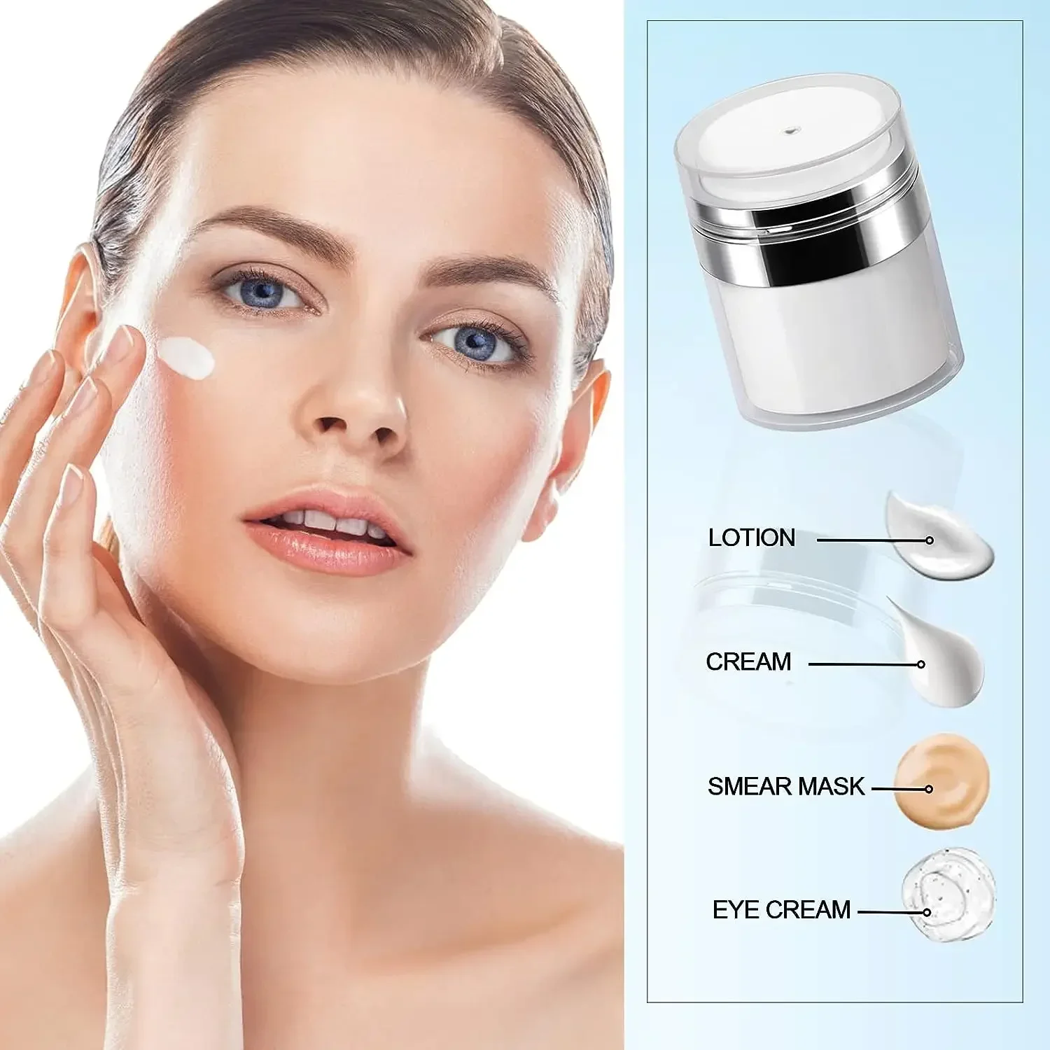 15ML Airless Empty Pump Jar Cream Bottle Portable Size  Leak-proof Empty Airless Moisturizer Face Cream Dispenser for Travel