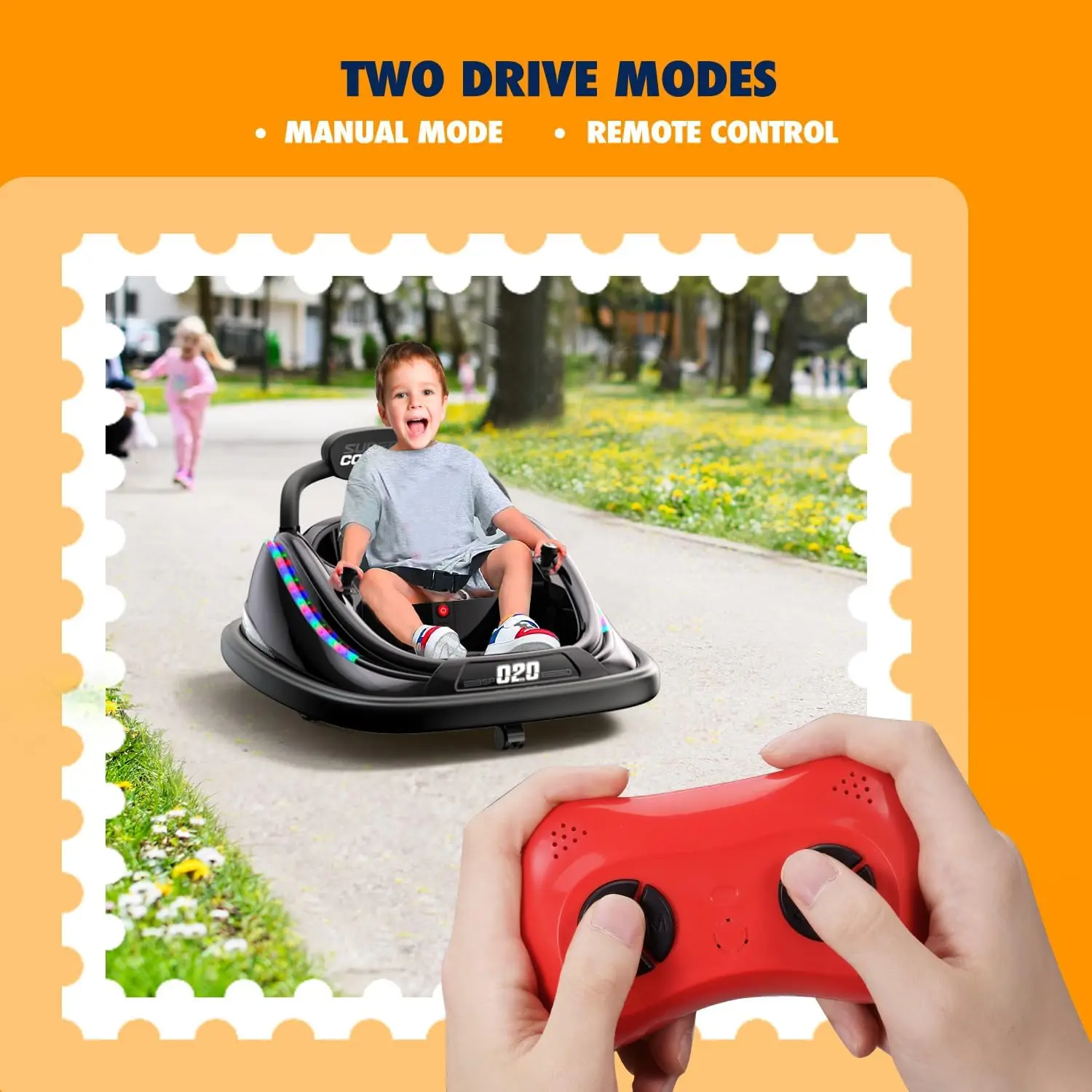 12V Electric Kids-Bumper car Ride Toys with Remote and Music Function, Perfect Kids Gifts Baby Bumper car for toddle