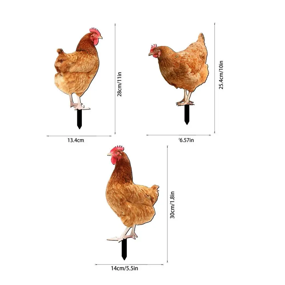 Chicken Decor Acrylic Hen Statue Poultry Ornament Ground Plug Lifelike Rooster Stakes Sign For Garden Lawn Yard Patio Decor