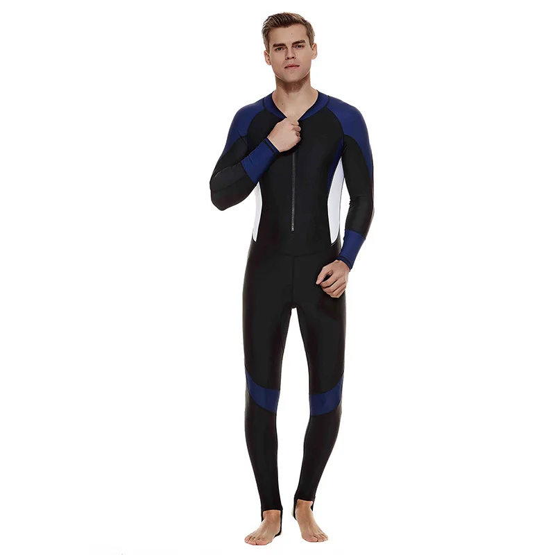 

Rash Guard Full Bodysuit Dive Skin Men UV Sun Protection One Piece Swimsuit Thin Wetsuit Long Sleeve Spandex Front Zipper UPF50+