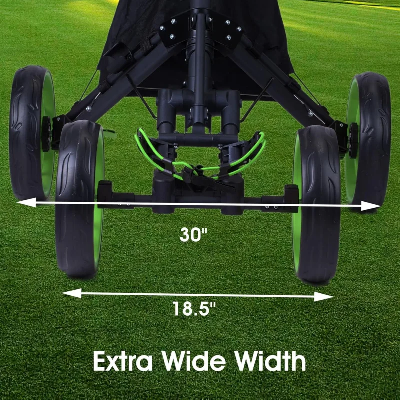 AQDRUDS 4 Wheels Cart,Extra Wide Rear Wheel,Adjustable Height Handle Lightweight Easy to Fold Pull; Push Golf Trolley with