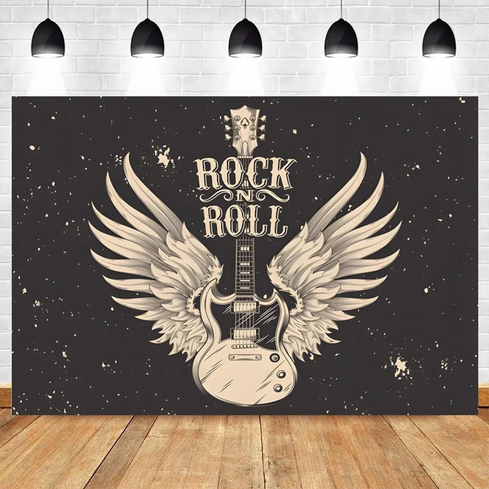 

Tableclothsfactory Rock Music Birthday Party Backdrop Born To Rock Feathered Wings Star Music Birthday Photography Background