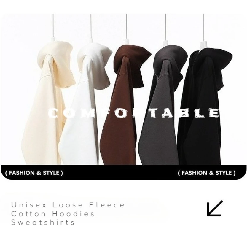 Oversize Casual Hoodie - Unisex Cotton Fleece Pullover With Full Sleeve, Loose Fit