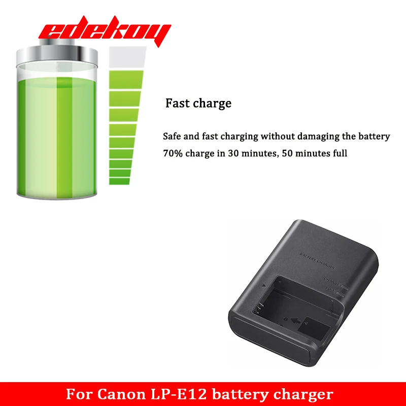 Battery Charger Charger Adapter Battery Charger Adapter LC-E12E LCE12 Battery Charger Canon LP-E12 LPE12 EOS-M EOS M EOS M200 M50 M50II M10 M100 100D Rebel SL1 Kiss X7 Camera