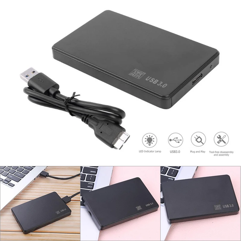 Hard Drive Disk Enclosure External Laptop Case for 2.5in SATA USB 2.0/3