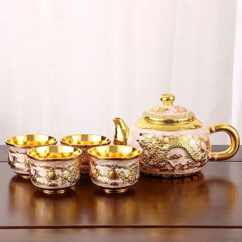 

Handmade Carved Tea Sets for Home, Retro Creative Teapots, Tea Cup Trays, Living Room, Office Gift Accessories, Light Luxury