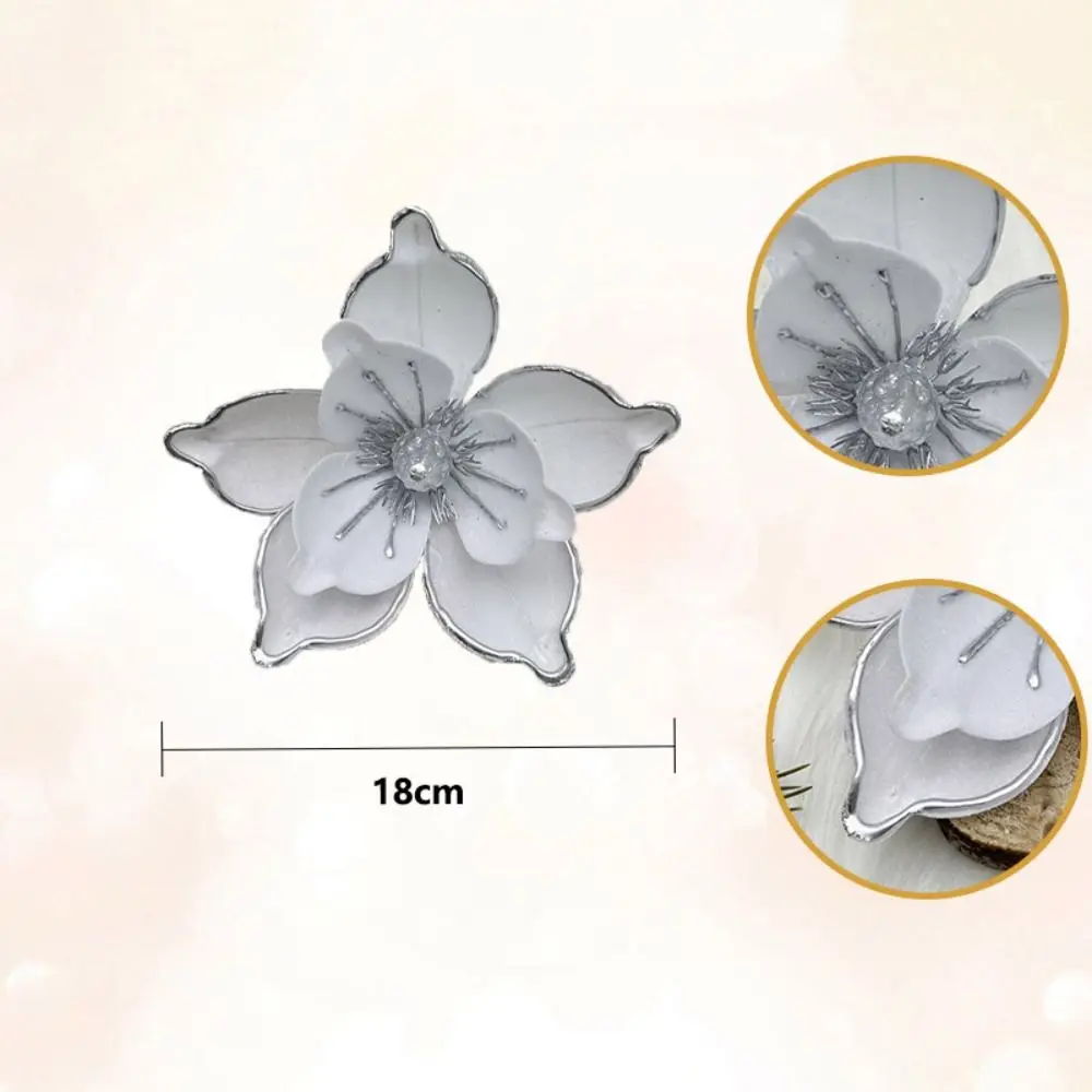 Flannel Fabric Christmas Artificial Flowers Glitter Plastic Xmas Decorative Flowers 18cm DIY Glitter Poinsettia New Year