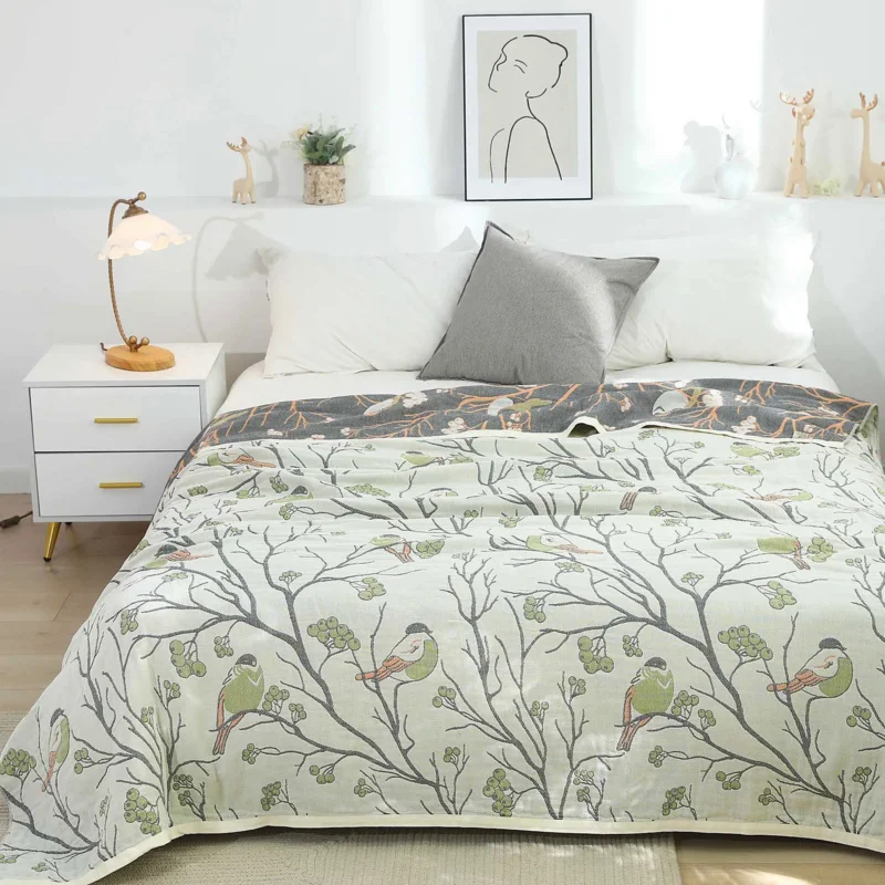 

Japanese Leisure blanket and throws 100% Cotton Gauze sofa Towel Single Double soft Blanket Summer Thin Quilt Flowers bed spread
