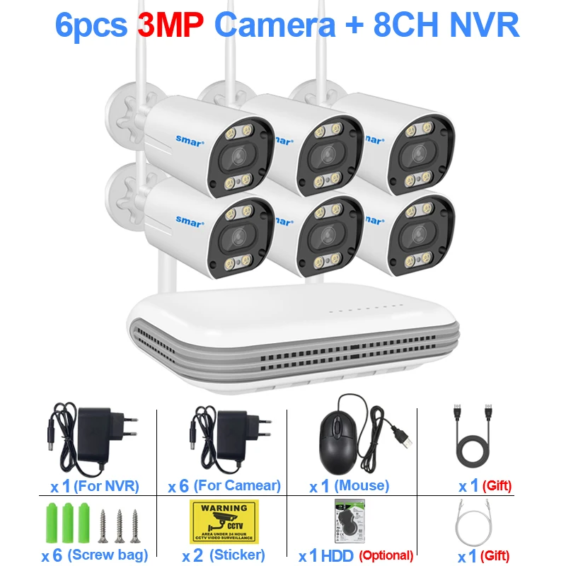 8CH NVR 6 Cams 3MP