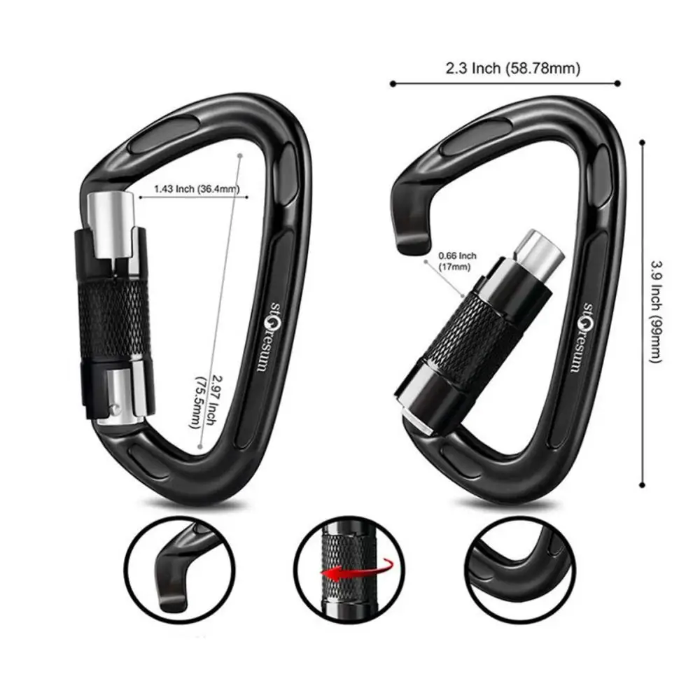25KN Professional Carabiner Aluminum Key Hooks Climbing Buckle D Shape Key Hooks Outdoor Tool carabiner clips keychain carabiner
