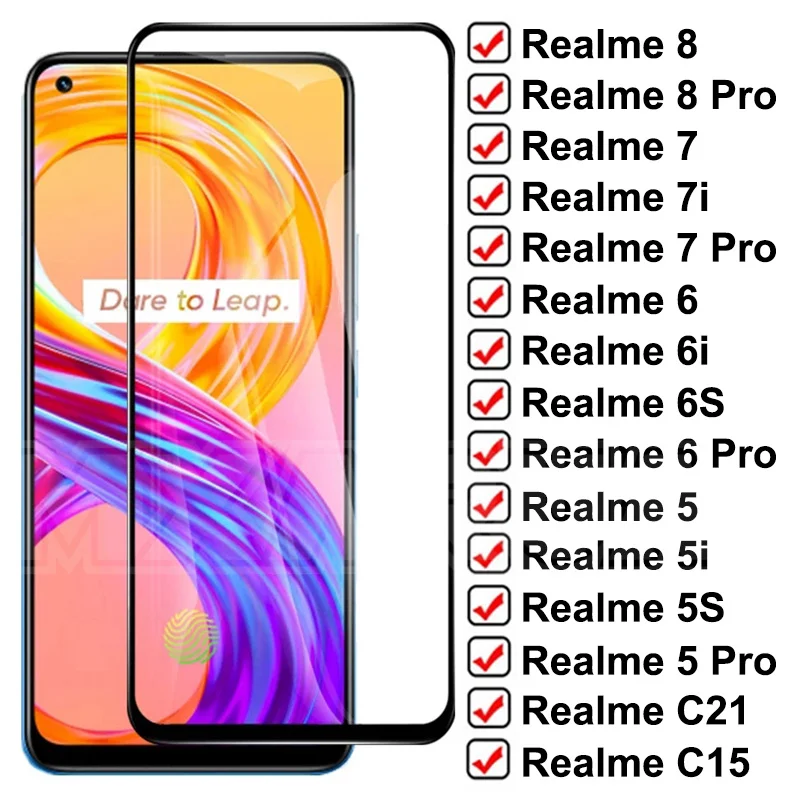 9D Full Protective Glass For OPPO Realme 8 7 Pro 7i C21 C15 C11 C3 Tempered 6 5 6i 6S 5i 5S Screen Protector | Мобильные телефоны и