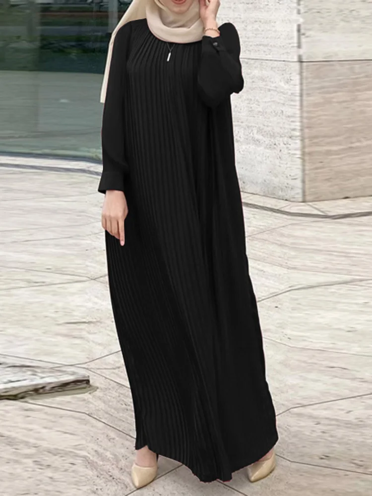 

ZANZEA Women Vintage Long Sleeve Muslim Dress Abaya Turkey Kaftan Maxi Vestidos Fashion Robe Ramadan Sundress IsIamic Clothing
