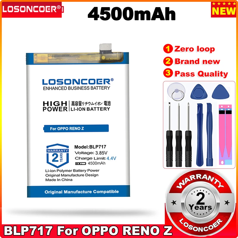 

LOSONCOER 4500mAh BLP717 Battery For OPPO RENO Z Mobile Phone Battery