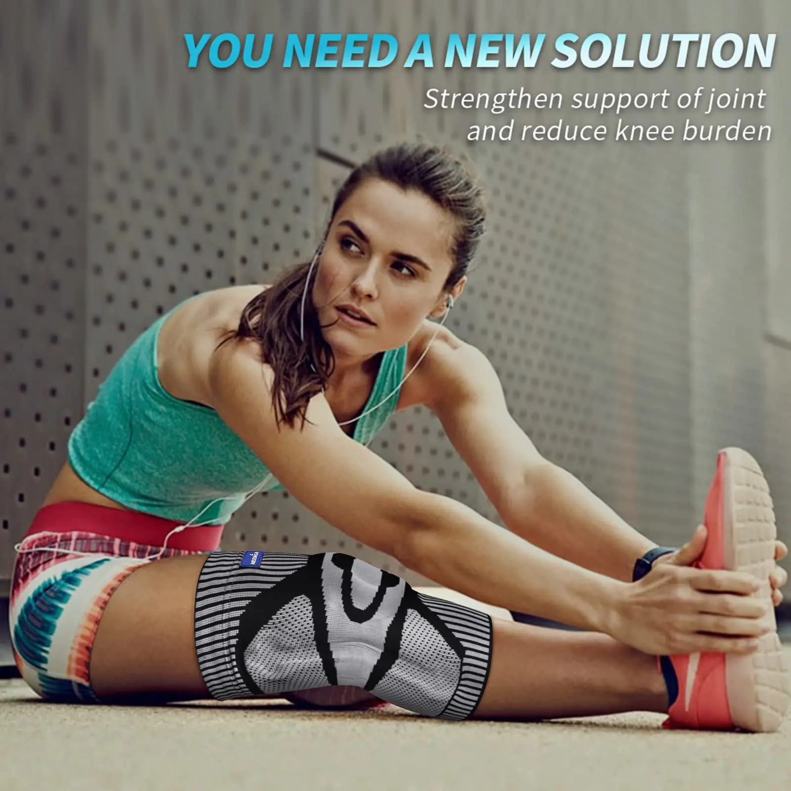 NEENCA knee brace compression sleeve worn on leg, designed for joint support and pain relief 015