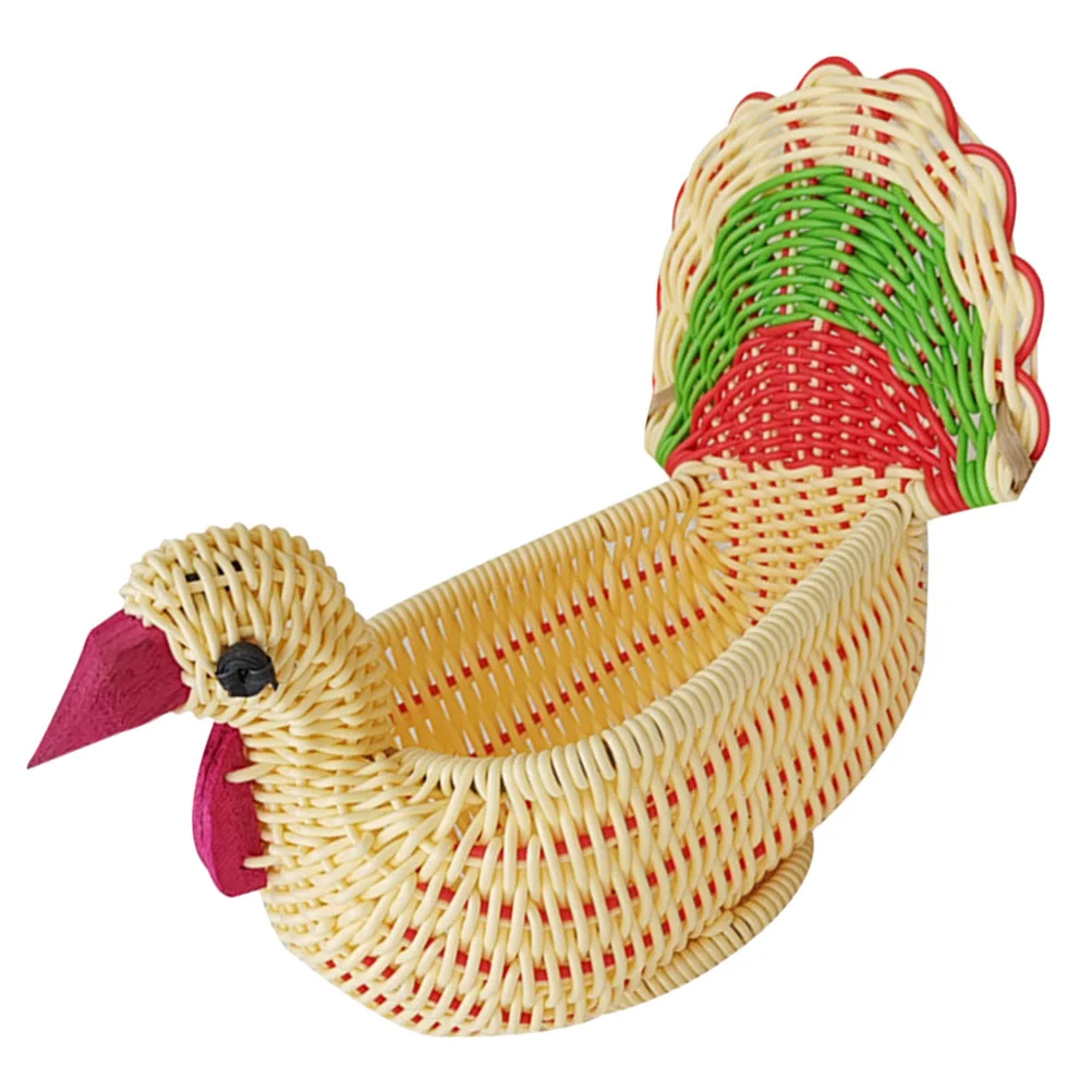 

Chicken Shape Basket Fruit Basket Nut Snack Storage Basket Cartoon Woven Basket