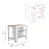 Cala Kitchen Island, Four Legs, Three Shelves  White / Light Oak 2