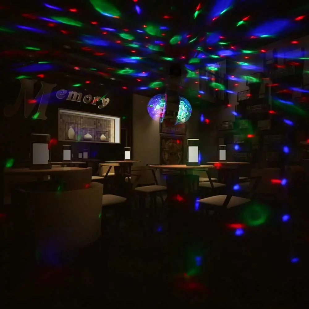 New 6W LED RGB Rotating Bulb Light with Dual Head Color Projector Magic Stage Disco Lamp For KTV Disco Bar DJ Ballroom Home Club