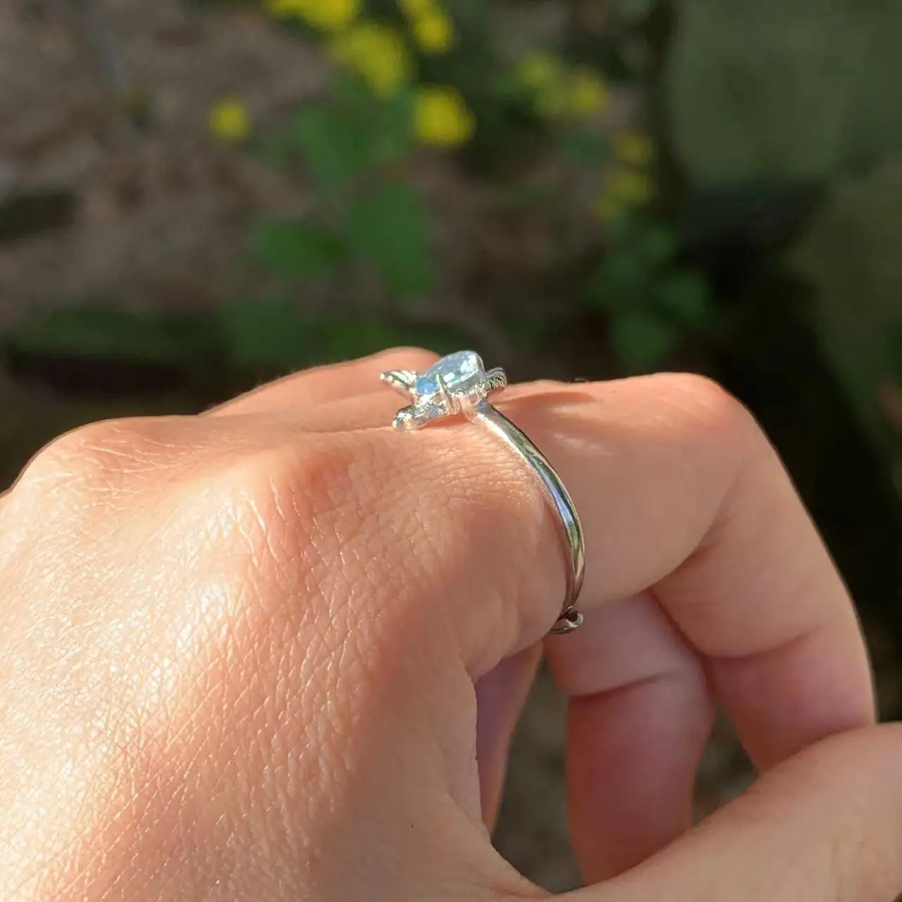Natural Blue Topaz  Ring Adjustable Female Heart ring Jewelry for Women Gift Wholesale High Quality Vintage Fine