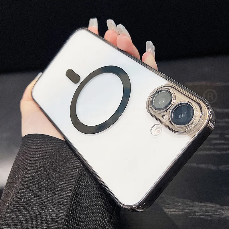 Transparent Luxury Magnetic MagSafe Case - Candy Color Hybrid TPU Shell