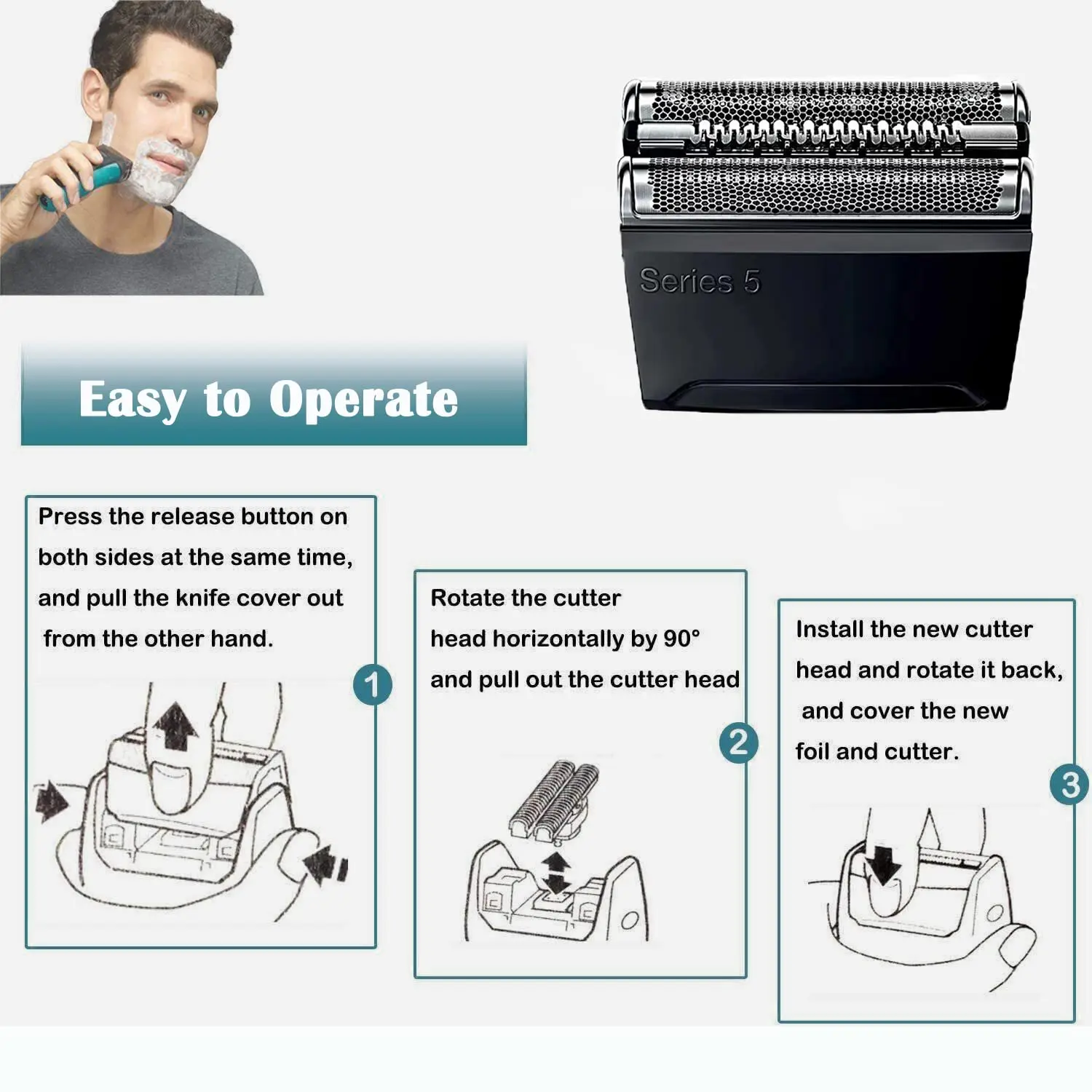 Replacement Head For Braun Series 5 Electric Shavers 5020CS 5769cc 5018S 5031S 5160s 5769 5748 5749 5768 5147s 5140Etc 52B electric shaver head electric shaver blades electric toothbrush replacement heads