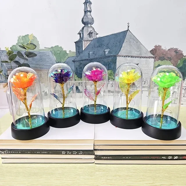 Rose lumineuse belle réaliste d'apparence veilleuse Rose fleur éternelle fournitures de fête LED Simulation Rose fleur saint valentin 4