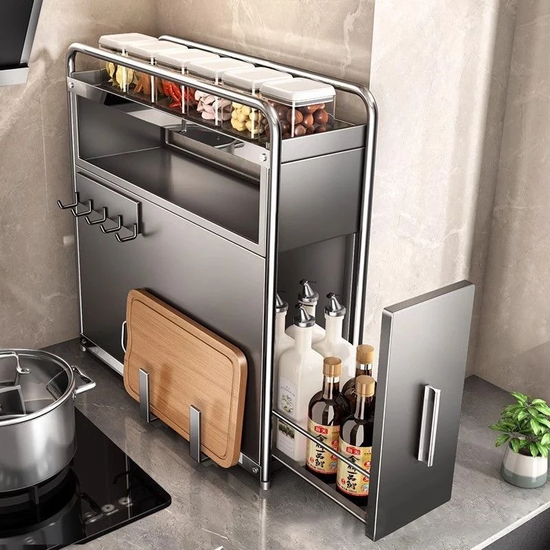 Kitchen Multifunctional Narrow Side Pull Out Multi Shelf Spice