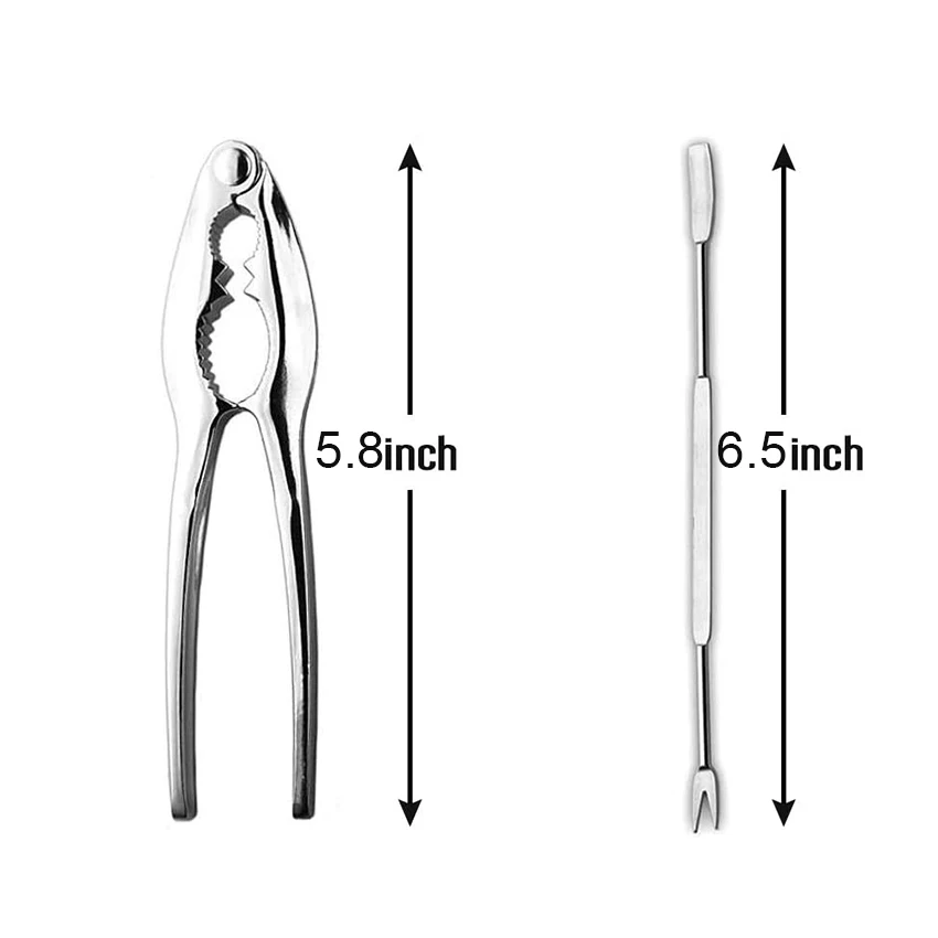 Seafood Tool Kit Stainless Steel Crab Leg Cracker and Forks Nut Cracker Set Shellfish Sheller 8 Piece seafood tool kit
