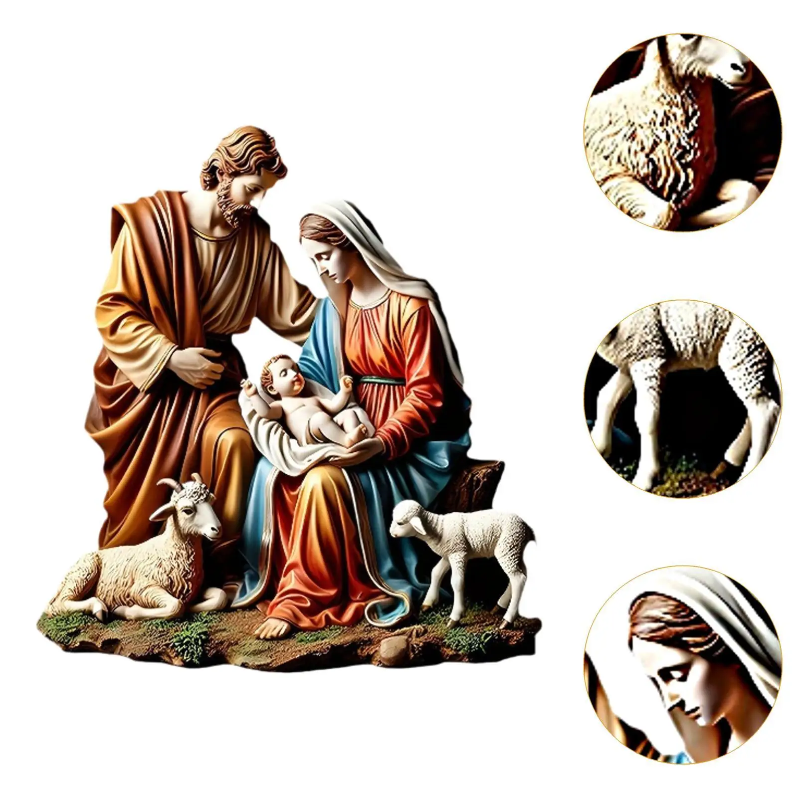 Virgin Mary Statue Ornaments Tabletop Decor Religious Crafts Holy Family Statues