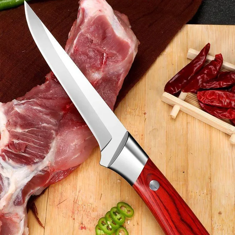 Edelstahl Ausbeinmesser Küchenmesser Hackmesser Fleisch Obst Fisch Utility Grillmesser Kunststoffgriff Chef Metzgermesser – Detail 7