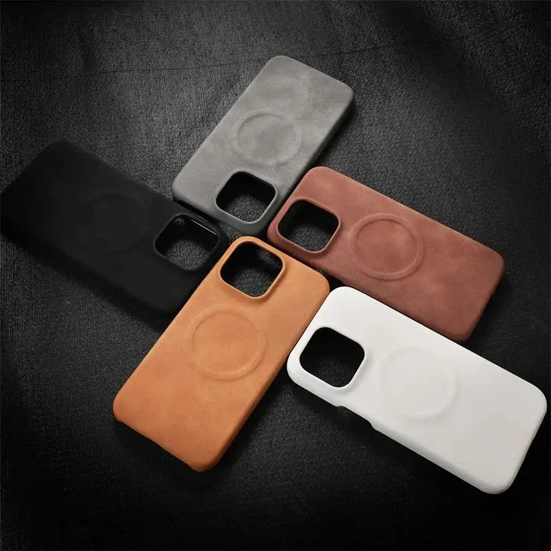 Luxury Fashion Magnetic Texture Leather Shockproof Bumper Case For iPhone 16 15 12 13 11 Pro Max 14 Plus Protection Cover Men