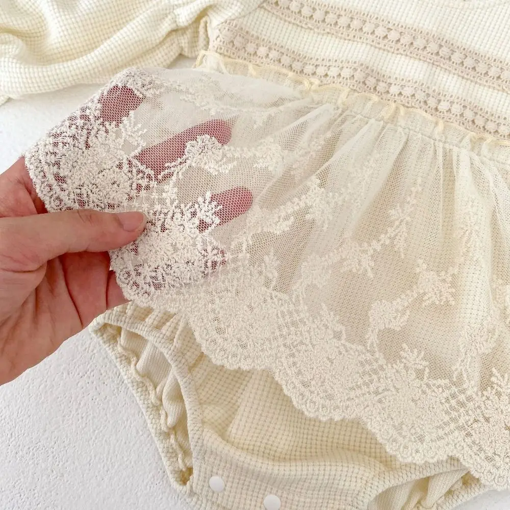 Soft Lace Ruffle Baby Jumper Dress Bodysuit Fluffly Toddle Jumpsuit Infant Romper Sweet Newborn Shorts Climb Suit Baby